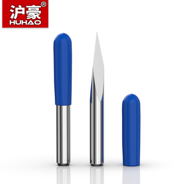 HUHAO 3 Edge Pyramid Engraving Bits 3.175mm Shank Carbide Milling Cutter 20-90D End Mill CNC Engraving Router Bit Wood CNC Tools