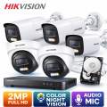 Hikvision 2MP ColorVu Audio CCTV Camera Set (5 Cameras) with 8 Channels DVR & 500GB Hard Disk | 2 Dome + 3 Bullet | Full HD Night Vision. 