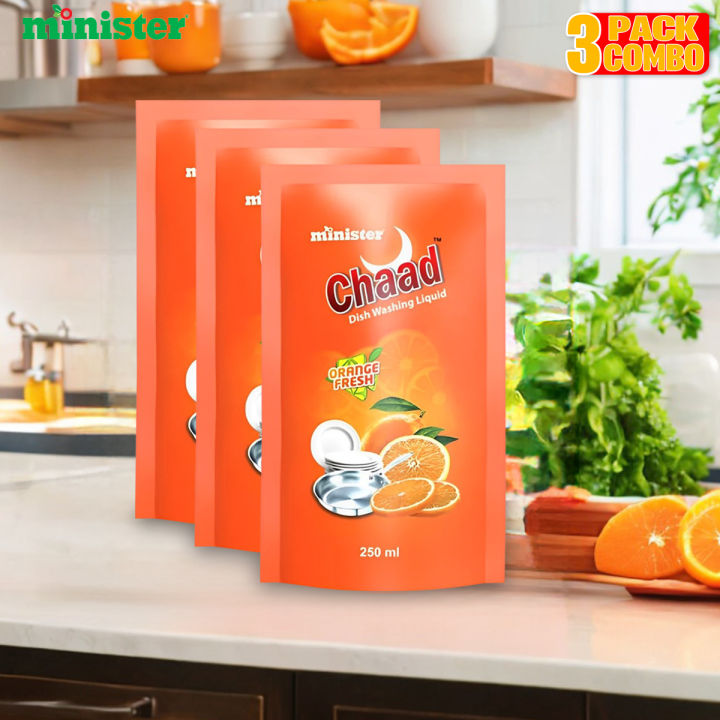 Minister Dishwashing Liquid Refill (Orange) 250mlX3 Combo Pack