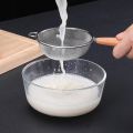 1pc 304 Stainless Steel Mesh Filter Spoon with Wooden Handle Flour Filter Spoon Household Kitchen Fried Food Filter Oil. 