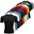 Men's Compression Shirts Summer Short Sleeves Tees T-shirt Gym Workout Fitness Running Tops Undershirts Baselayer Sportswear.