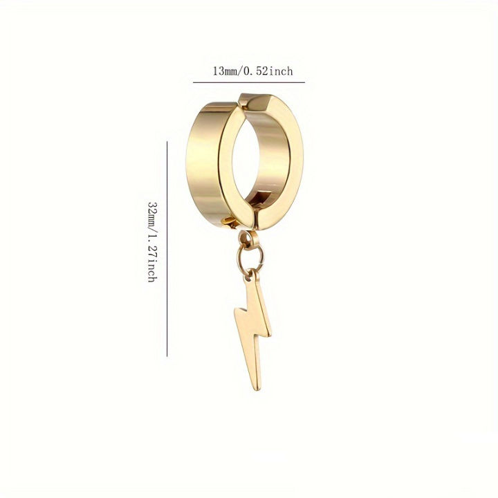 1pair%20Stylish%20Stainless%20Steel%20Lightning%20Pendant%20Piercing%20Hoop%20Earrings%20Ear%20Clip%20for%20Men%20Women%20Bold%20and%20Eye-Catching%20Statement%20-%20Image%206
