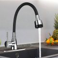 Modern 304 stainless steel kitchen faucet with silicone hose - adjustable, ceramic valve core, no electricity required.. 