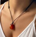 Natural Carnelian (Red Agate) Aqeeq Stone Pendant or Keychain – Orange Red Crystal for DIY Jewelry, Healing, Meditation, Spiritual Gift | Aries, Virgo, Leo. 