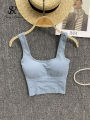 SINGREINY 2024 Fashion Casual Crop Top Women Strap Basic Chest Pad Sleeveless Sports Tank Top Solid Backless Beach Camis. 