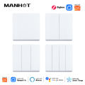 Manhot Tuya Smart EU Zigbee Button Switch No Capacitor Wire Required 1/2/3/4 Gang Wall Light Switch Work With Alexa Google Home lightify. 