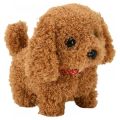 Walking Dog Toy 5.9 Inch Tall Cute Barking with Bell and Puppy Leash Interactive Tail Waking Realistic Plug. 