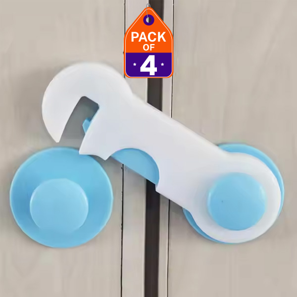Pack of 4 &1 Child Baby Safety Locks Drawer Cabinets Door Fridge Safe Safety Locks Kits Fridge Locks Furniture Blockers Doors Baby Safety Lock Security Toddler Safety