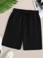 Plus Size Solid Drawstring Shorts Casual Elastic Waistband Shorts For Spring & Summer Women's Plus Size Clothing. 