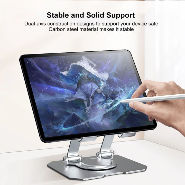 Tablet%20Holder%20Carbon%20Steel%20Stand%20with%20360%C2%B0%20Rotation%20Adjustable%20Stand%20For%20iPad%20Pro%20Air%20Mini%20Mobile%20Phone%20Desk%20Bracket%204-15%20Inch%20-%20Image%205
