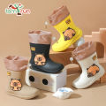 Children's Rain Boots Cartoon Capybara Pattern Rain Shoes For Girls Boys Anti-Slip Elastic Band For Students.