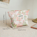 DJDF Pink Flower Small Women's Cosmetic Bag Double Layer Soft Canvas Portable Sanitary Napkin Storage Bag Coin Purse Ins Style. 