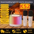 K52 Wireless Bluetooth Speaker Multifunction with 2 Microphone RGB Portable Music Player Karaoke Machine for Child Home Gift. 