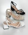 Women’s Fashion 3-Inch Striped Block Heel Sandals – Luxurious, Comfortable & Easy to Walk in for Bridal, Party, Office, and Every Function – Available in Black, White, and Beige. 