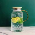 67 Oz Glass Pitcher, Water Pitcher with Stainless Steel Lid, Heat Resistant Borosilicate Carafe, Ice Tea Pitcher for Homemade Beverage, Milk, Coffee, Serving Wine, Hot/Cold Water. 