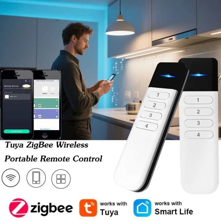 Tuya ZigBee Wireless Portable Remote Control 4 Zone LED Dimmer Smart ...