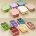 1PCS Baby Silicone Food Storage Box Solid Color Baby Tableware Three-compartment Dinner Plate Children Portable Lunch Box. 