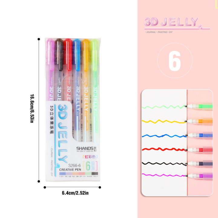 6/12pcs%203D%20Jelly%20Pens%20Highlighter%20for%20Diary,%20DIY%20Creative%20Art%20or%20Painting,%20Student%20Adult%20Art%20Stationery%20Supplies%20-%20Image%207