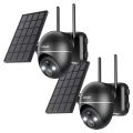 ieGeek ZS-GX4S 5MP Security Camera Wireless Outdoor, Solar Dome Camera PTZ 360° with Spotlight and Siren, 2.4Ghz WiFi Cameras, Color Night Vision, Work with Alexa, PIR, 2-Way Talk, IP65, Black. 