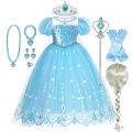 Elsa Kid Princess Halloween Cosplay Dress Fancy Costume Girl Snow Queen Princess Vestidos Party Children Clothes. 