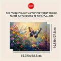 2pcs Artistic Butterfly and Flower Laptop Skin - PVC Burn, Waterproof and Scratch Resistant, Suitable for Laptop Computers.