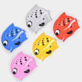 Children's Silicone Waterproof Swimming Cap - Cartoon Fish Spot Design Unisex Soft No Pressure for Boys Girls.