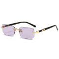 Rimless Sunglasses Rectangle Fashion Popular Women Men Shades Small Square Sun Glasses For Female Male Summer Traveling Oculos. 