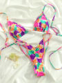 Extreme Print Bikini for Women Cut Out Swimwear Low Waist Swimsuit Micro Bikinis Set Bathing Suit Triangle Beachwear 2024. 