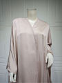 Middle Eastern Muslim Robe Fashion Soft Light Satin Bat Sleeves Long Sleeved Coat Women's Arabic Robe.