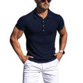 New Summer Polo Men Solid Stripe Fitness Elasticity Short Sleeve Polo Shirts for Men Fashion Stand Collar Mens Shirts. 