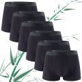 6pcs Bamboo Fiber Men Flat Underwear Solid Color Simple Mid Waist Sports Underpants Soft Breathear High Quality Fabric Knickers.