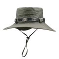 Summer Men Bucket Hat Outdoor UV Protection Wide Brim Panama Safari Hunting Hiking Hat Mesh Fisherman Hat Beach Sunscreen Cap.