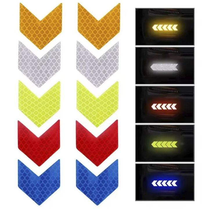 10Pcs Auto Reflective Arrow Sign Tape Safety Warning Sticker Car Bumper ...