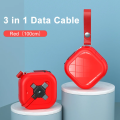 Drag three fast charging data cable car 3-in-1 super flash charging applicable Type-C Android universal charging cable. 