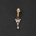 1pc Clip On Butterfly Belly Button Ring for Women, Copper Zircon Fake Belly Piercing Navel Body Jewelry Trendy Fashion Style.