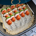 Stainless Steel Air Fryer Grill with Barbecue Stick Kitchen Air Fryer Rack 3 Layer Oven Cooking Vertical Grill with Skewers. 