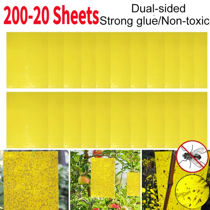 200-20PCS Yellow Double-sided Flying Insect Catching Control Flying ...