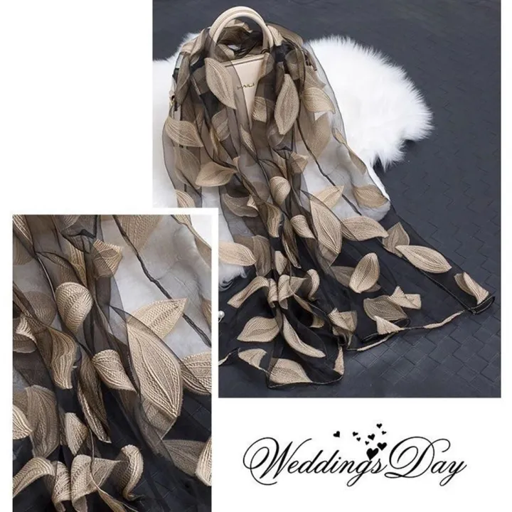 Silk%20Scarf%20Womens%20Summer%20Breeze%20Lightweight%20Sheer%20Wrap%20and%20Shawls%20Bandana%20Beach%20Organza%20Gauze%20Lace%20Hollow%20Scarf%20-%20Image%204