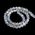 6 8 10mm Matte Aurora Crystal Glass Beads Round Frosted Aura Bead AB Shiny Moonstone For Jewelry Making Diy Necklace Bracelet.
