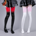 Patent Leather Thigh High Latex Stockings Women's Glossy Long Socks For Party Club Cosplay Lingerie  Skinny Catsuit Stocking. 