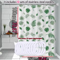 Simple wind green leaves bathroom shower curtain shielding partition Shower curtain quick dry can be scrubable light opaque bath. 