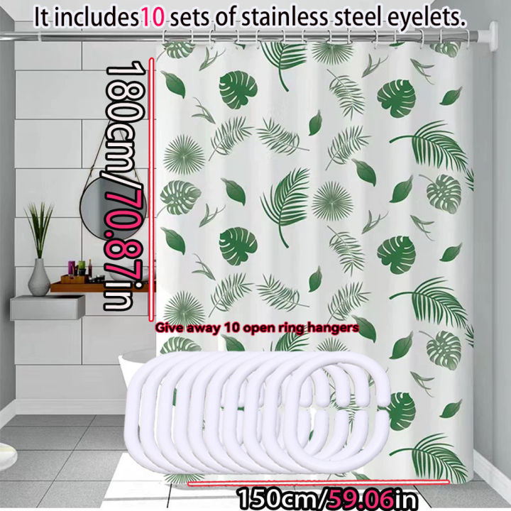 Simple%20wind%20green%20leaves%20bathroom%20shower%20curtain%20shielding%20partition%20Shower%20curtain%20quick%20dry%20can%20be%20scrubable%20light%20opaque%20bath%20-%20Image%204