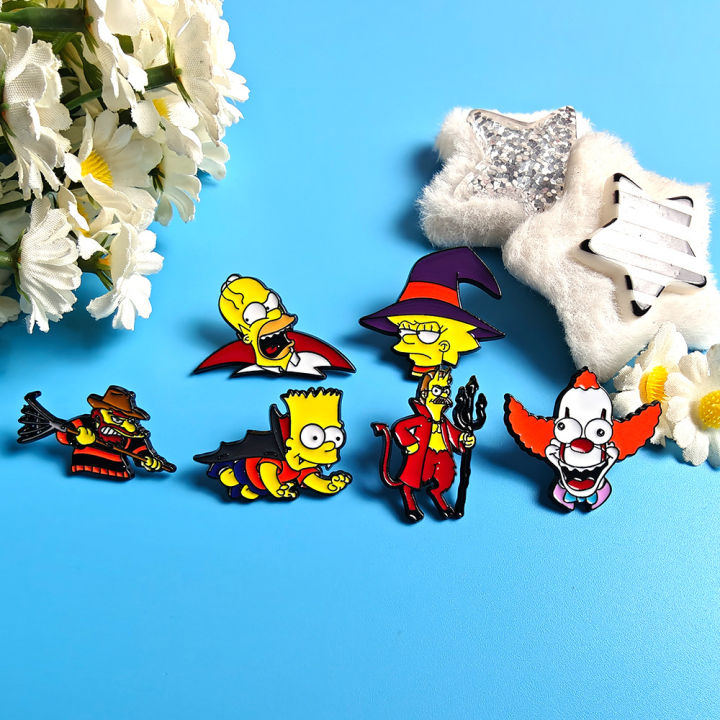 6pcs%20the%20Simpsons%20Cartoon%20Enamel%20Pins%20Set%20Cute%20Bart%20&%20Homer%20J%20Simpson%20Metal%20Brooch%20Badges%20Kawaii%20Jewelry%20Halloween%20%20-%20Image%203