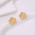 High Quality Stainless Steel Golden Five Leaf Flower Stud Earrings for Women Girls Fashion Waterproof Lucky Clover Jewelry Gifts. 