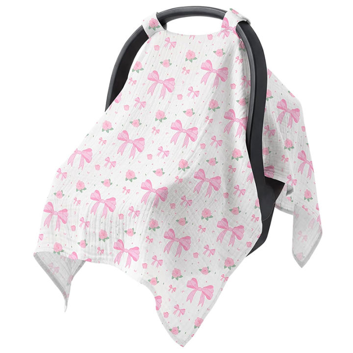 Muslin Cotton Infant Car Seat Canopy Soft Breathable Carrier Covers Summer Stroller Sun Shade Lightweight for Newborn Boys Girls