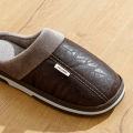 Men's Big Size Winter slippers Indoor Pu Leather Home Fluffy Casual Slides Men Bedroom Comfy Shoes Houseshoes. 