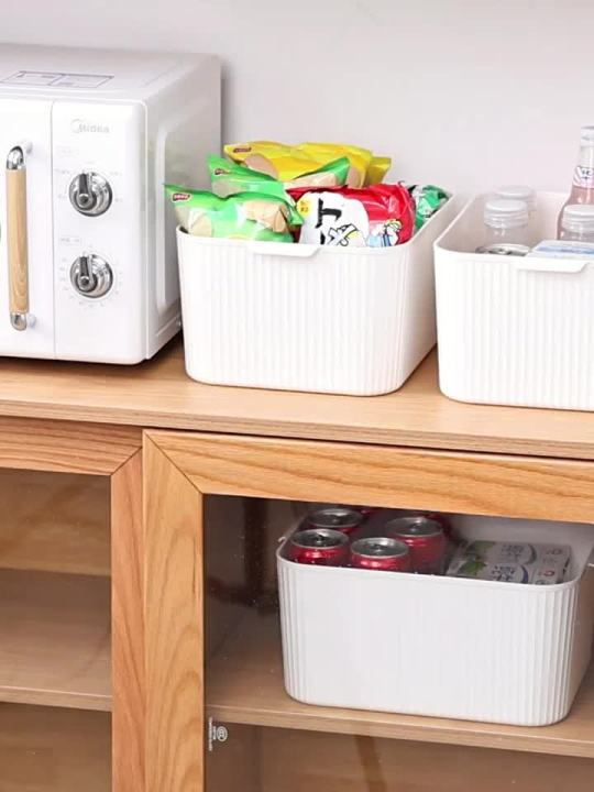 WORTHBUY Multifunctional Plastic Storage Box With Handle Desktop Organizer For Food Bathroom Kitchen Cabinet Storage Organizer