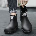 【First need for trendy people in the rainy season】Men's low-tube waterproof rain boots anti-slip wear-resistant Chelsea wind sho. 
