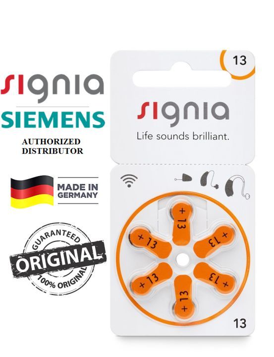 Signia hearing aid battery 13, 6 PCS