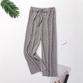 Women's Ice Silk Pleated Pants Summer New Loose Thin Cool Breathable Straight Trousers Solid Color Elastic All-match Casual Pant. 